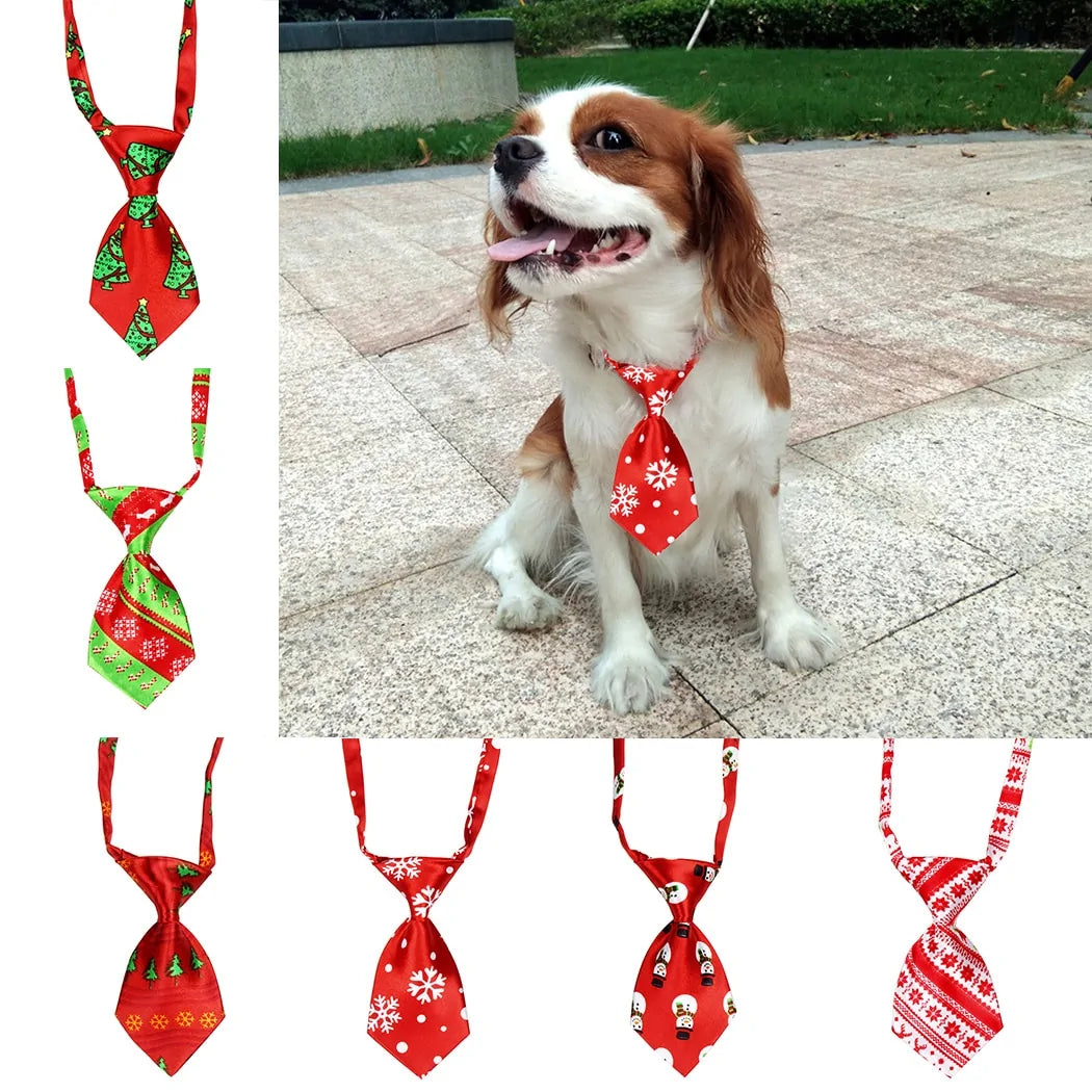 Christmas Dog Necktie - Adjustable Pet Tie for Dogs & Cats, Stylish Holiday Accessory