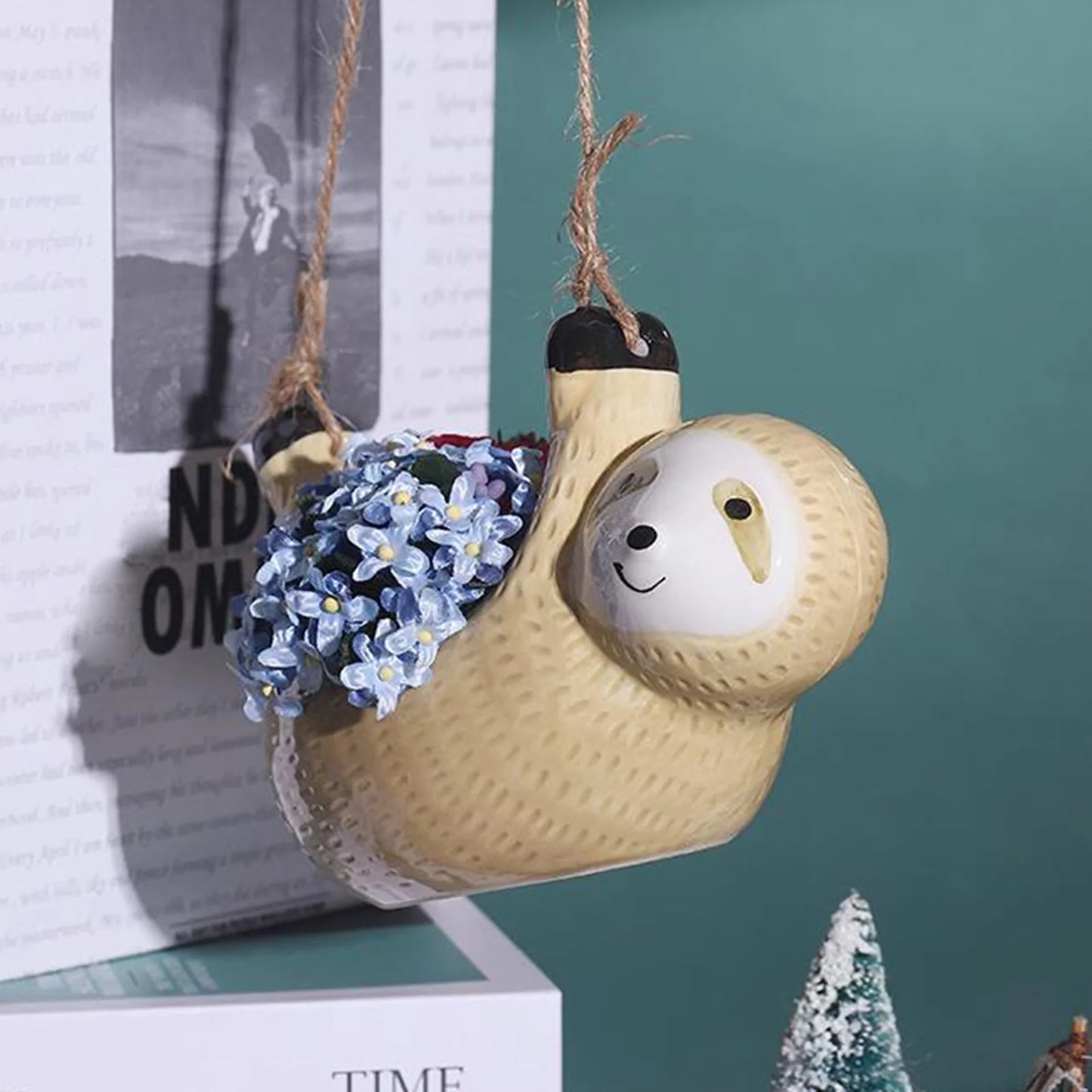 Cute Sloth Hanging Succulent Planter – Ceramic Air Plant Pot