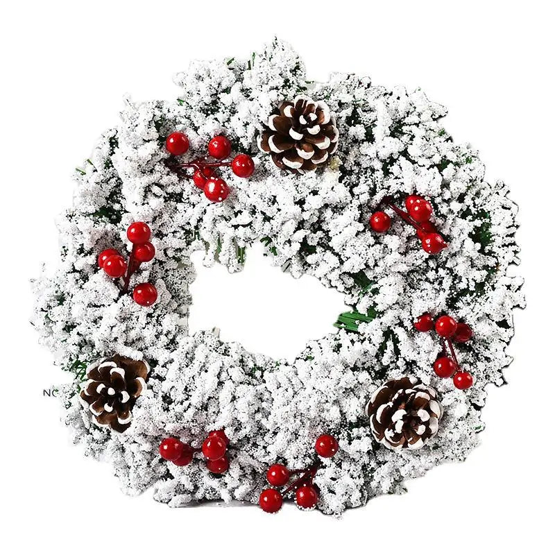 Festive Christmas Wreath Door Garlands with Glittering Ornaments and Pinecones
