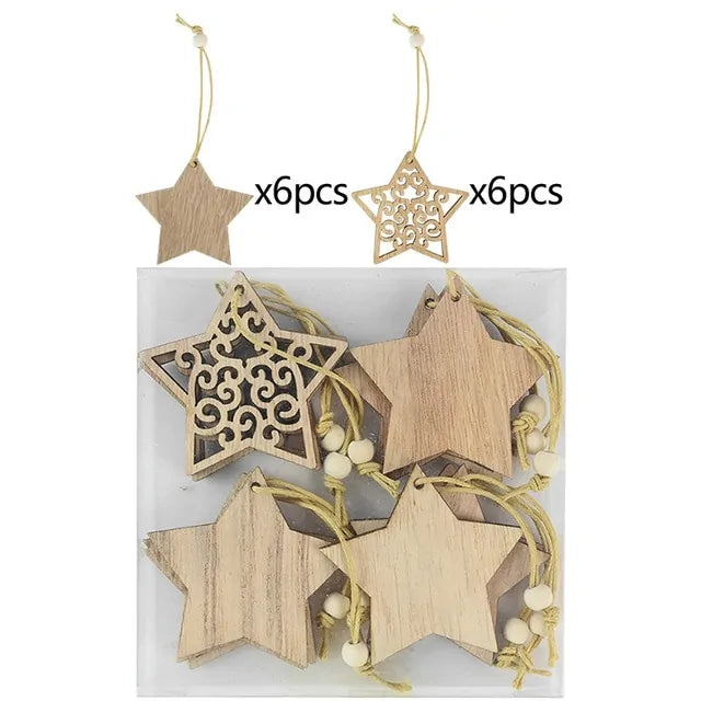 Holiday Christmas Tree Wooden Pendants - Rustic Christmas Ornaments