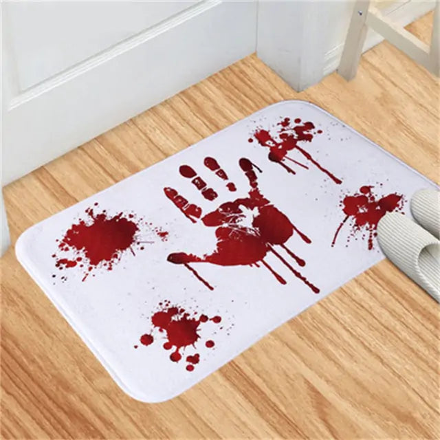 Halloween Bloody Door Mat Realistic Spooky Design with Non-Slip Backing