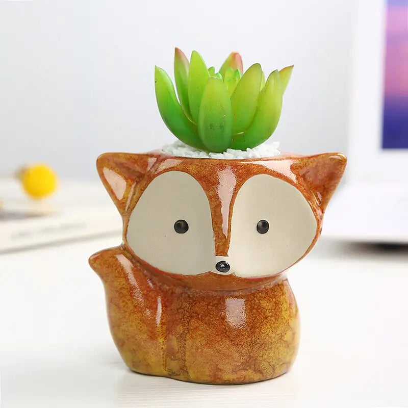 Succulent Plant Pot In Lovely Fox Style – Whimsical Greenery Display for Any Space