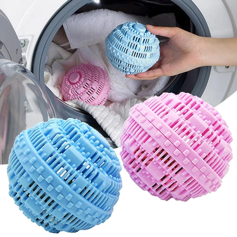 person placing a blue Eco-Friendly Laundry Wash Ball in the dryer