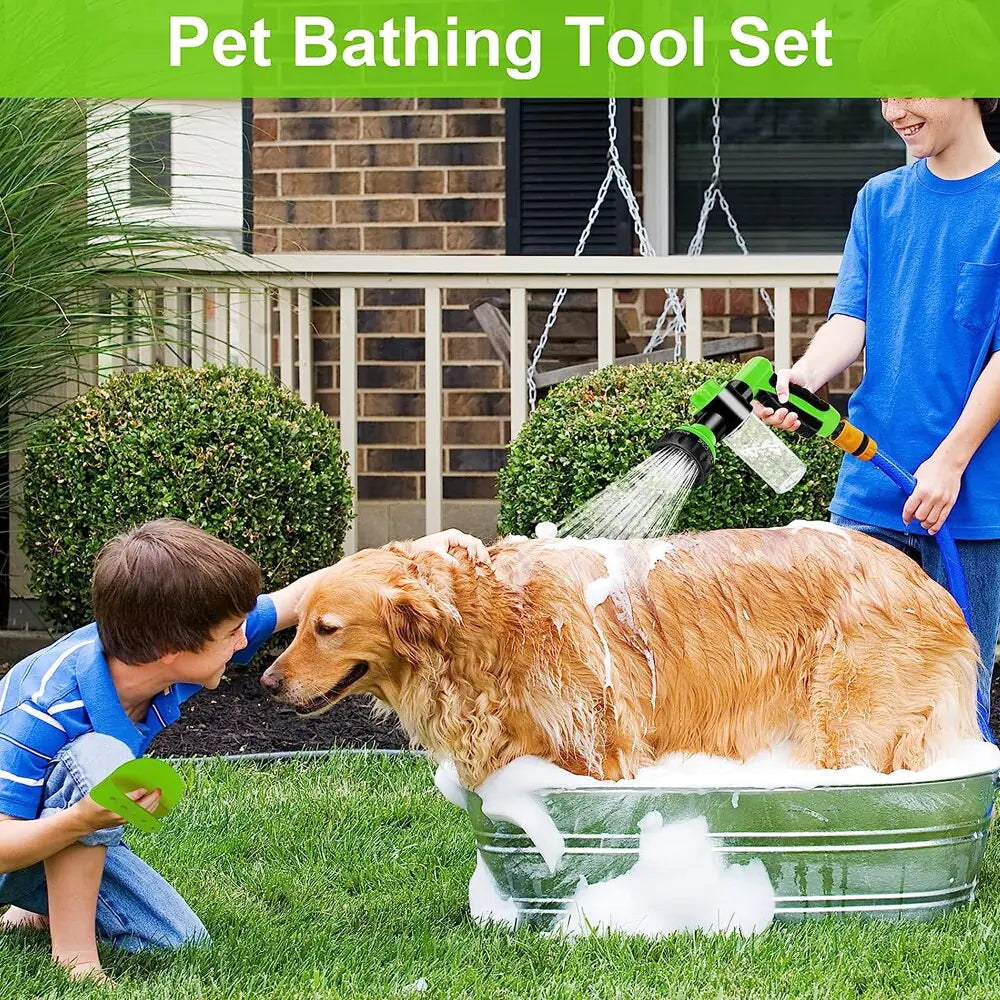 Pet Dog Shower Sprayer Adjustable Attachment for Garden Hose – 8 Watering Patterns