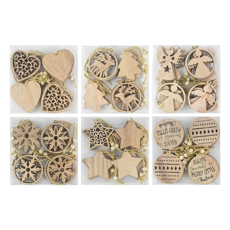 Holiday Christmas Tree Wooden Pendants - Rustic Christmas Ornaments