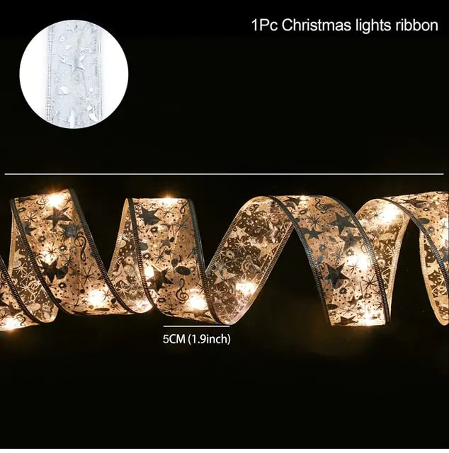 Ribbon Bows with Lights – Gold & Silver Christmas Home Decor