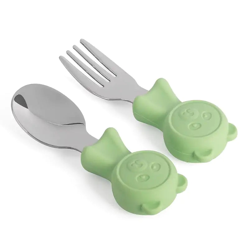 Kids Stainless Steel Utensils, green