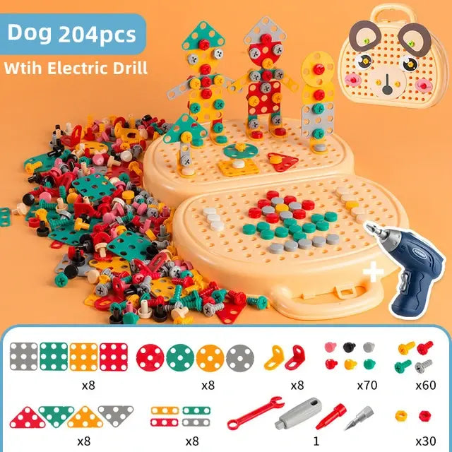 Children Electric Drill Toolbox Toy – 3-in-1 Educational Pretend Play Set for Kids