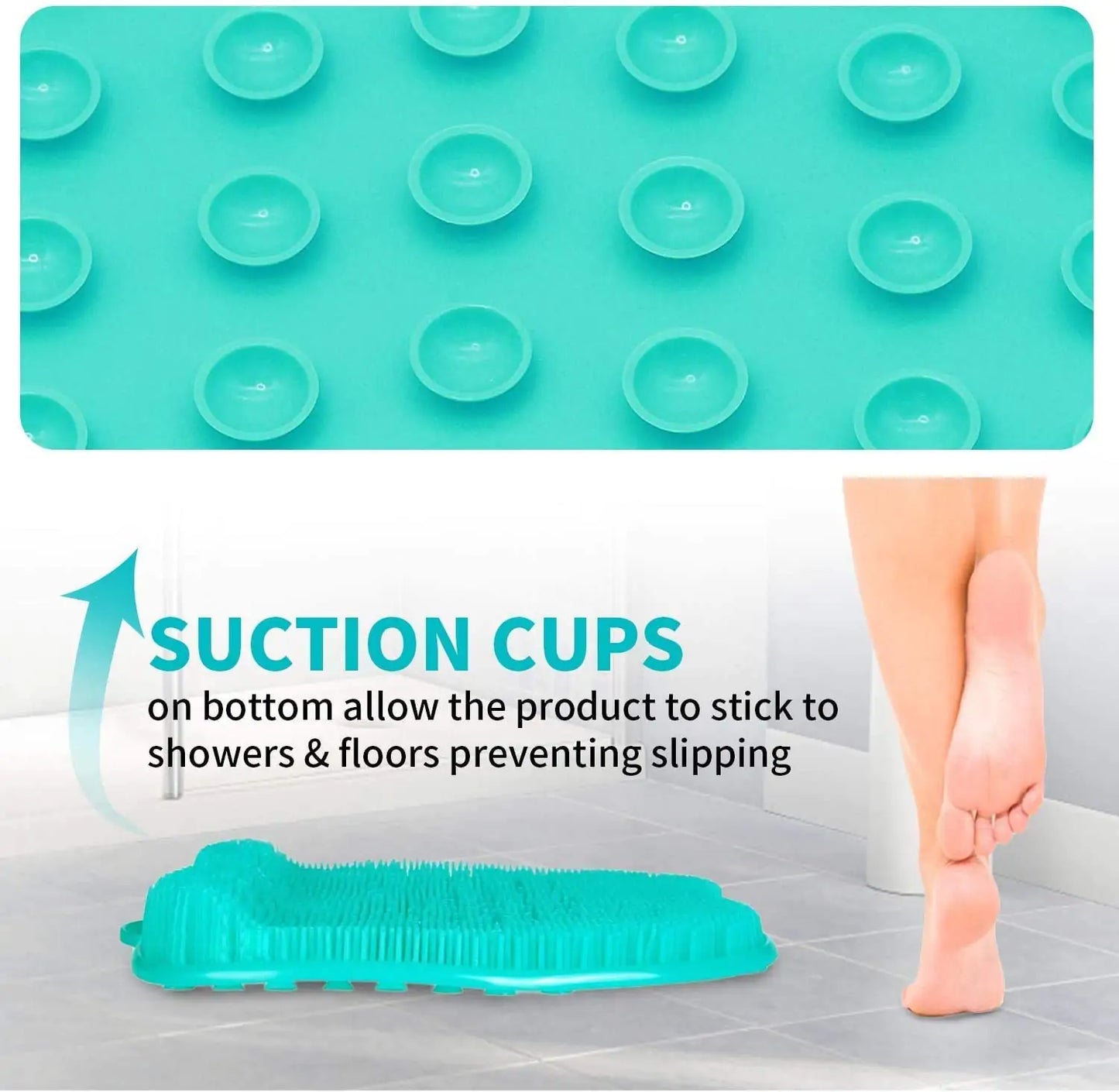 Foot Scrubber Shower Mat, suction cups design