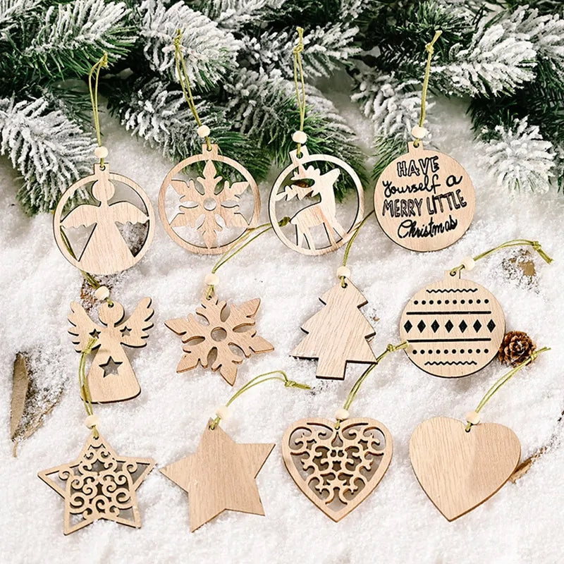 Holiday Christmas Tree Wooden Pendants - Rustic Christmas Ornaments