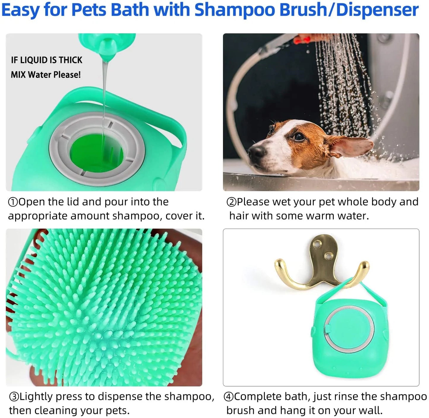 Silicone Pet Shampoo Brush, how to use