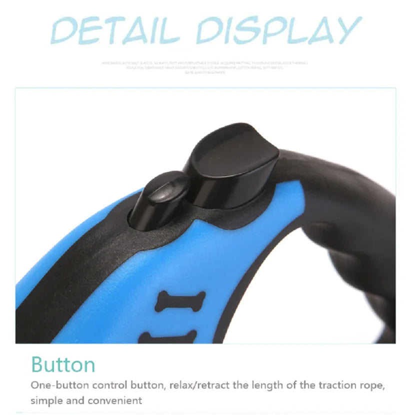 16FT Automatic Retractable Dog Leash – Durable, Tangle-Free, Color-Coded Design