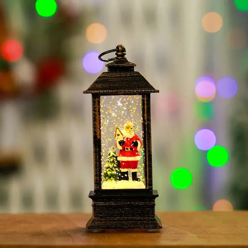 Holiday Lantern - Christmas Snow Globe Vintage Lantern with Music