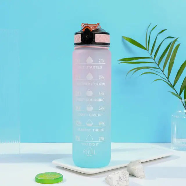 Portable Reusable Plastic Water Bottle with Time Stamps – Eco-Friendly & Convenient