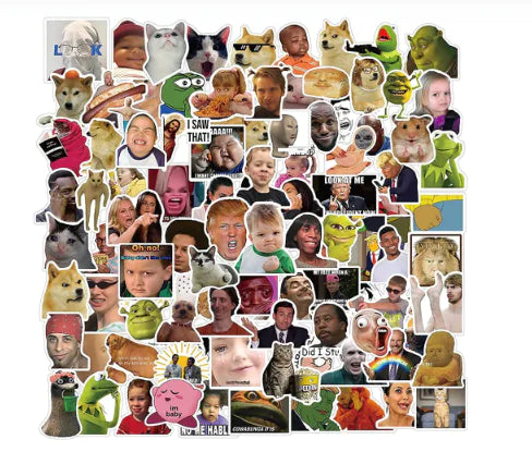 50 Funny Meme Stickers – High-Quality Vinyl for Laptops, Phones & More