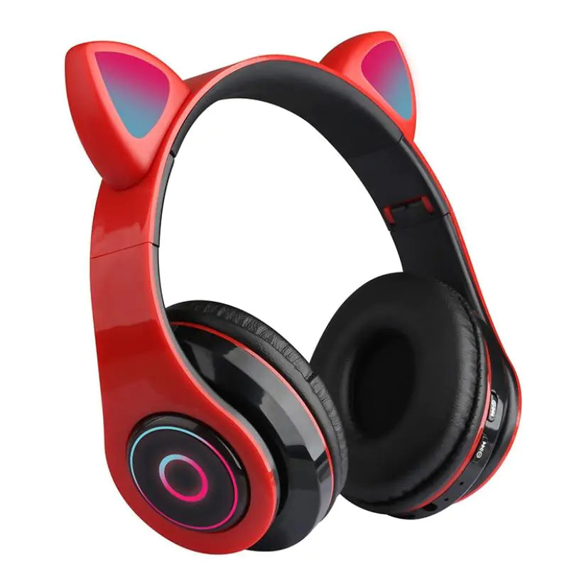 LED Cat Ear Headphones, red
