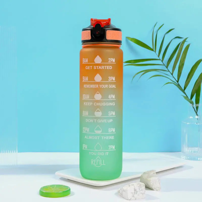 Portable Reusable Plastic Water Bottle with Time Stamps – Eco-Friendly & Convenient