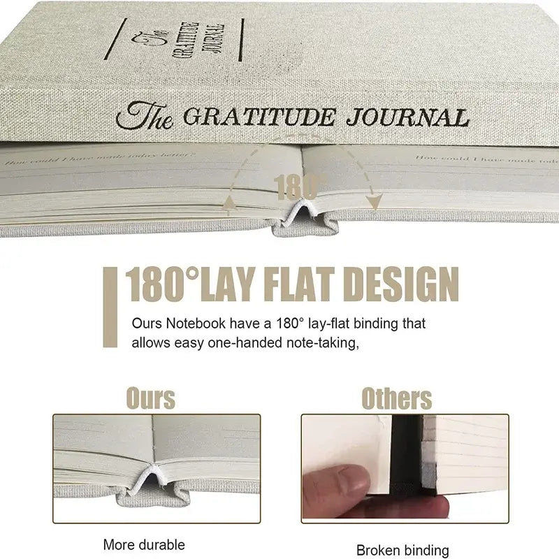 Daily Gratitude Journal, lay flat design