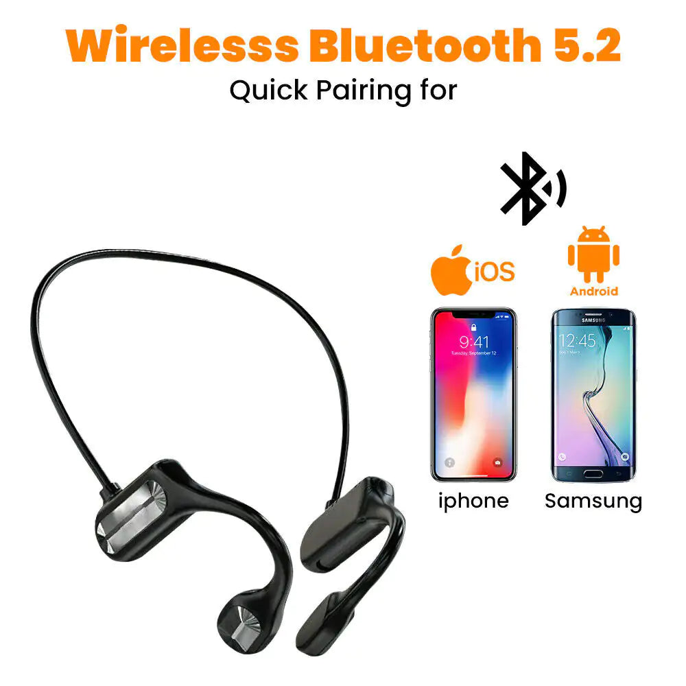 Wireless Bluetooth Headset - Bone Conduction Technology for Safe Listening