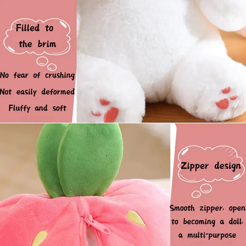 Kawaii Fruit Plush Toy – Cute Strawberry or Carrot Plush in 18cm, 25cm, 35cm
