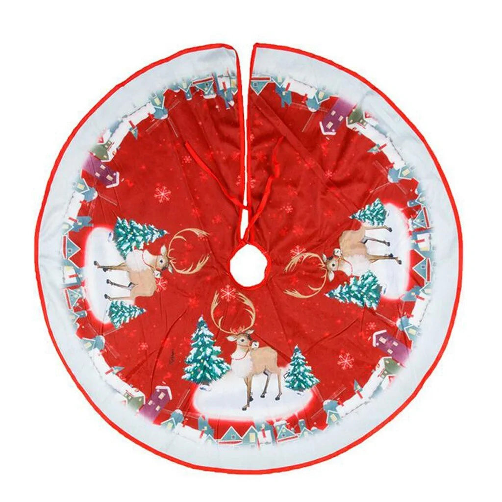 Festive Christmas Tree Skirt Plush Fabric for Holiday Decor and Protection