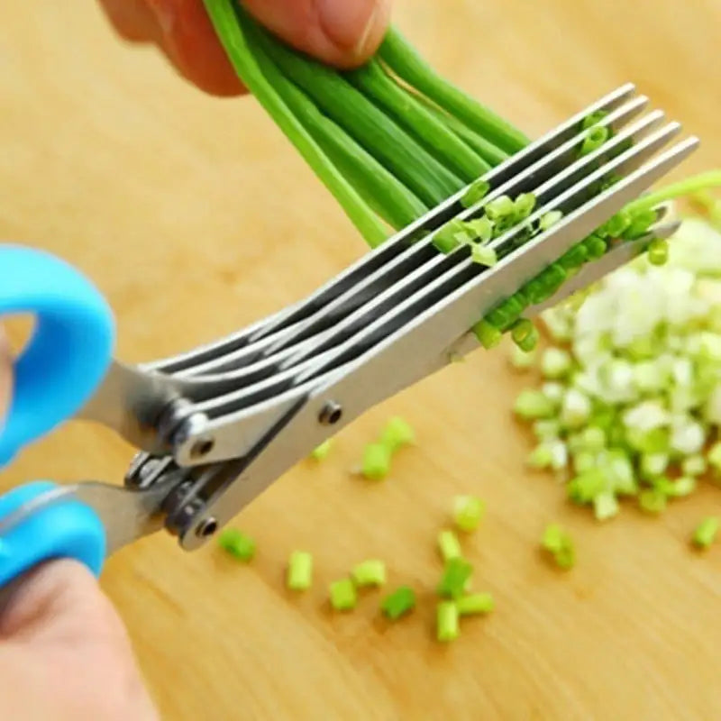 person cutting chives using Multi Blade Kitchen Scissors
