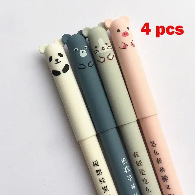 Kawaii Animal Erasable Gel Pen Set – Cute Office Stationery for Writing & Doodling