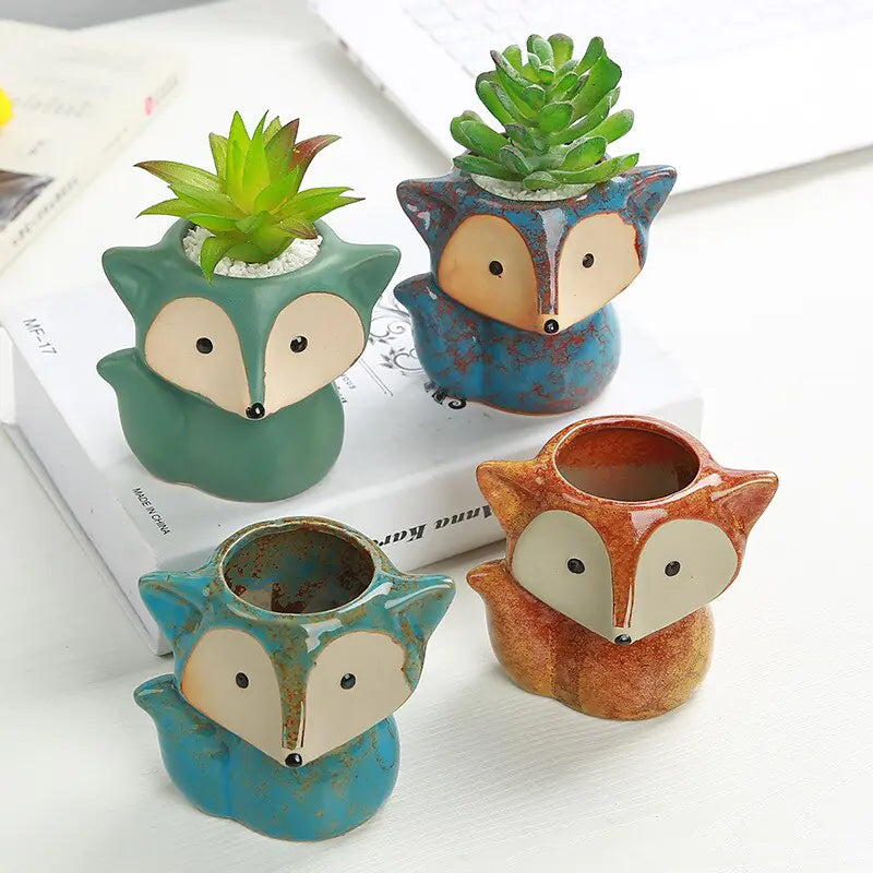 Succulent Plant Pot In Lovely Fox Style – Whimsical Greenery Display for Any Space