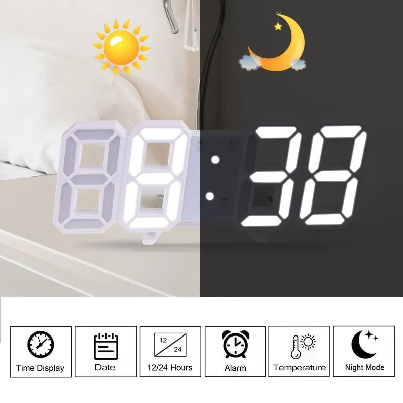 Reloj de pared digital LED 3D para decoración del hogar