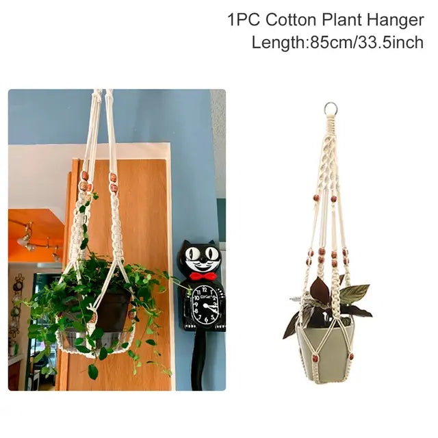 Planta colgante hecha a mano en macramé