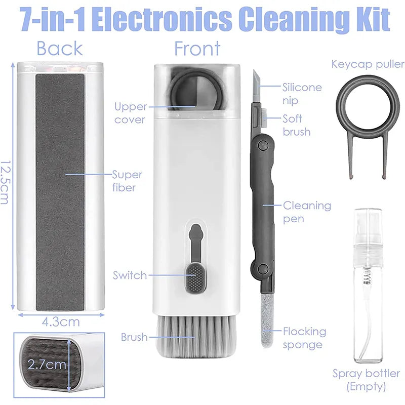 7-in-1 Keyboard Cleaning Kit for Devices – Includes Brush, Keycap Puller, Screen Cleaner & More