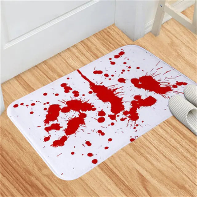 Halloween Bloody Door Mat Realistic Spooky Design with Non-Slip Backing
