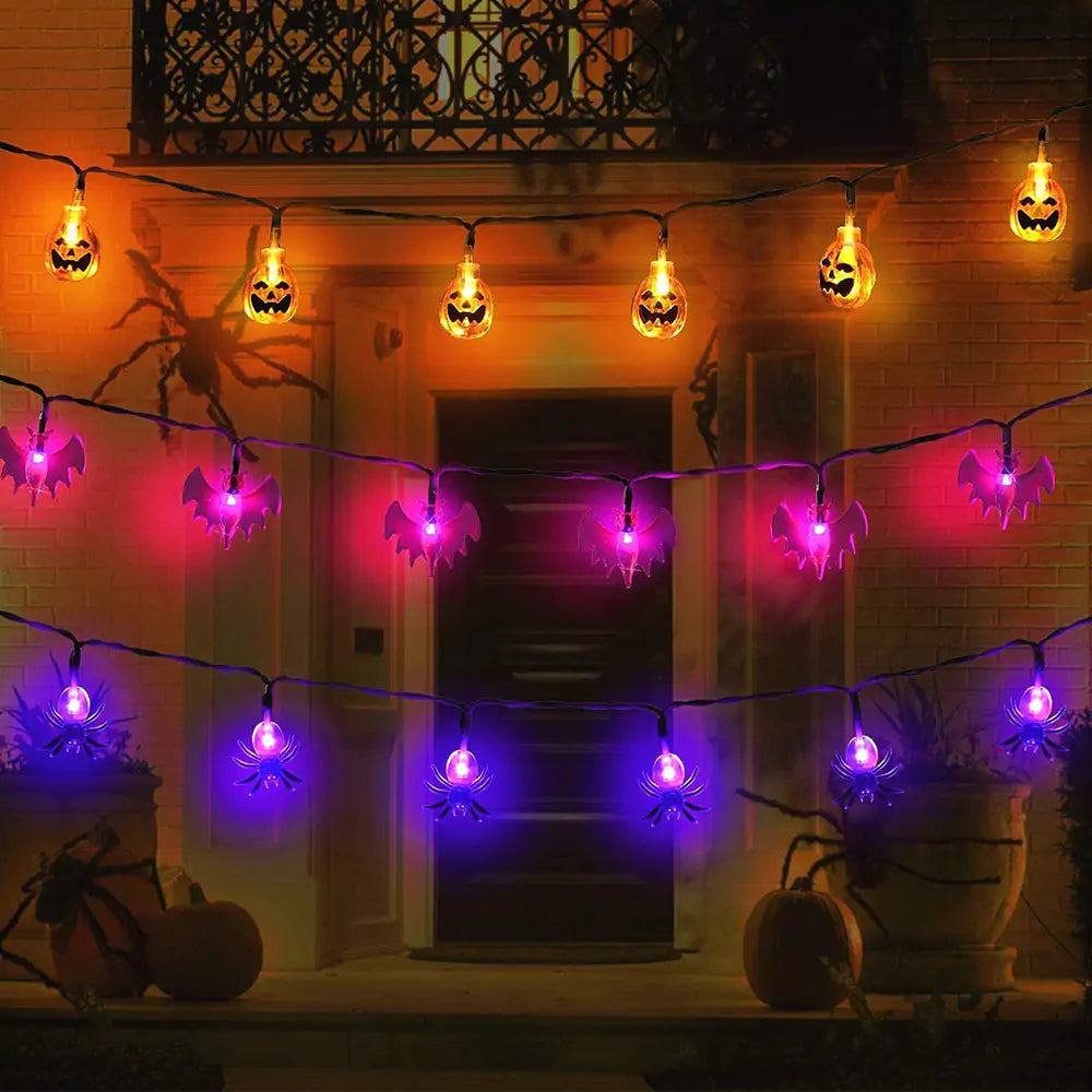 LED Halloween Light String – Spooky Skeletons, Pumpkins, Bats & More