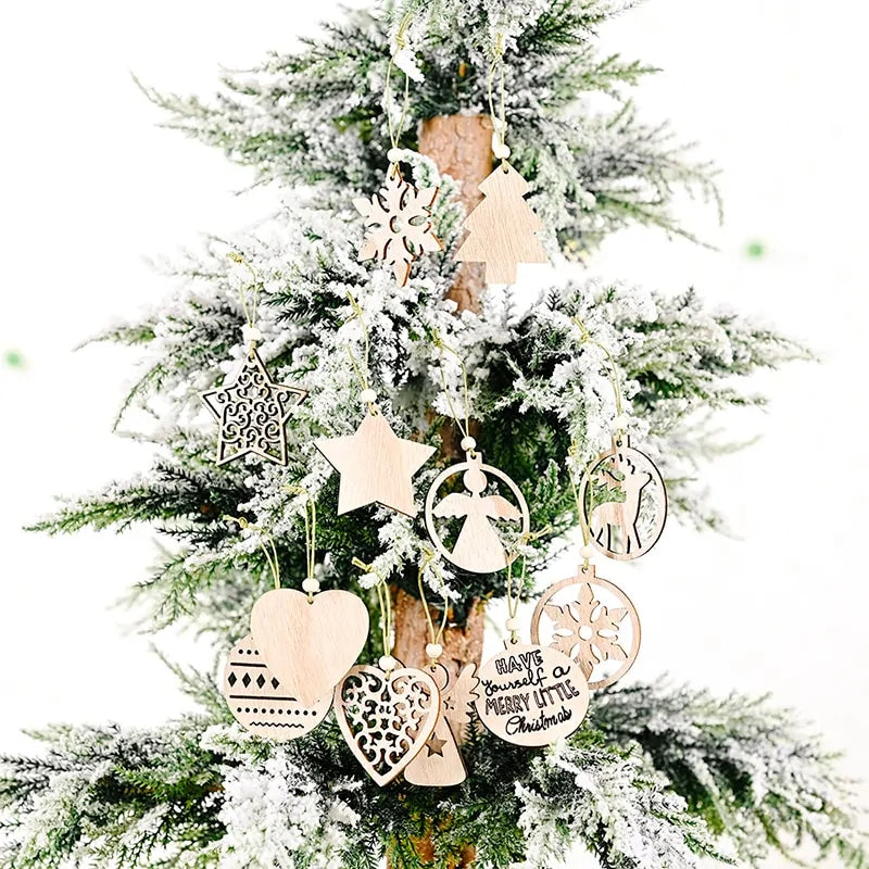 Holiday Christmas Tree Wooden Pendants - Rustic Christmas Ornaments