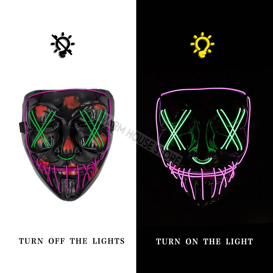 LED Halloween Mask for a Spooky Glowing Halloween Look