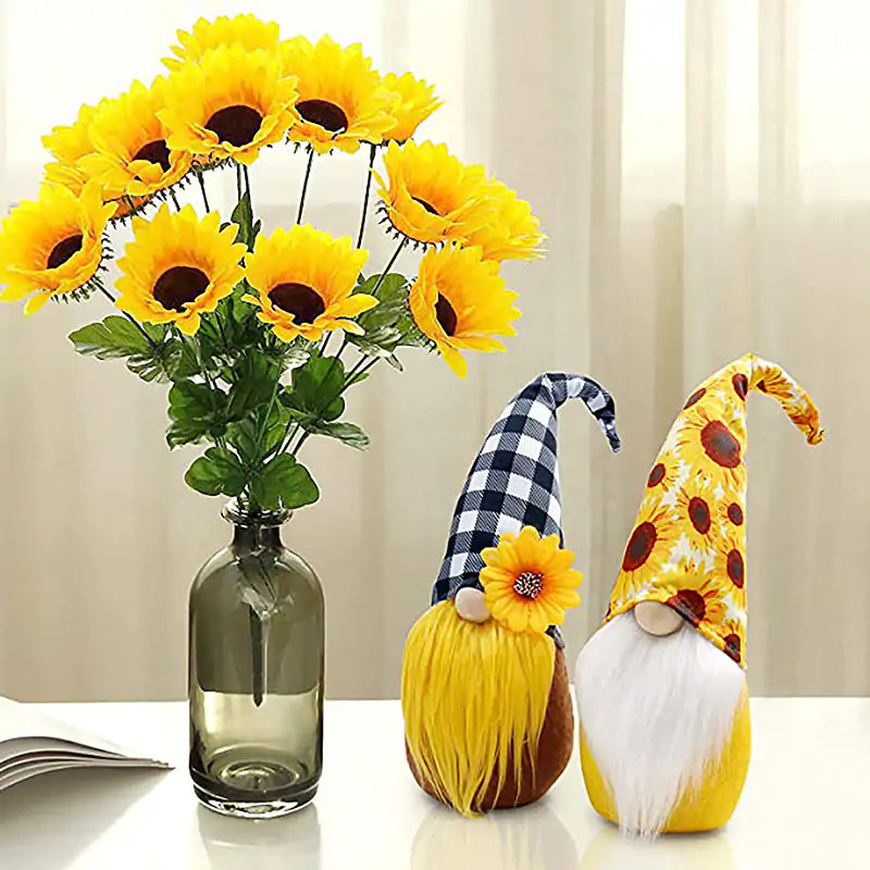 Dwarf Doll Ornaments – Gnome Pumpkin Sunflower Swedish Nisse Tomte Elf Plush for Autumn & Thanksgiving Decor