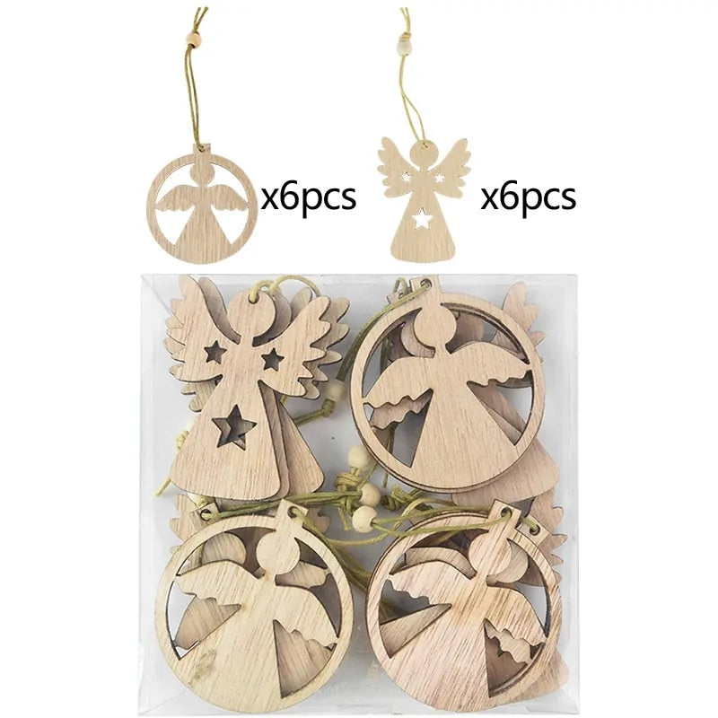 Holiday Christmas Tree Wooden Pendants - Rustic Christmas Ornaments