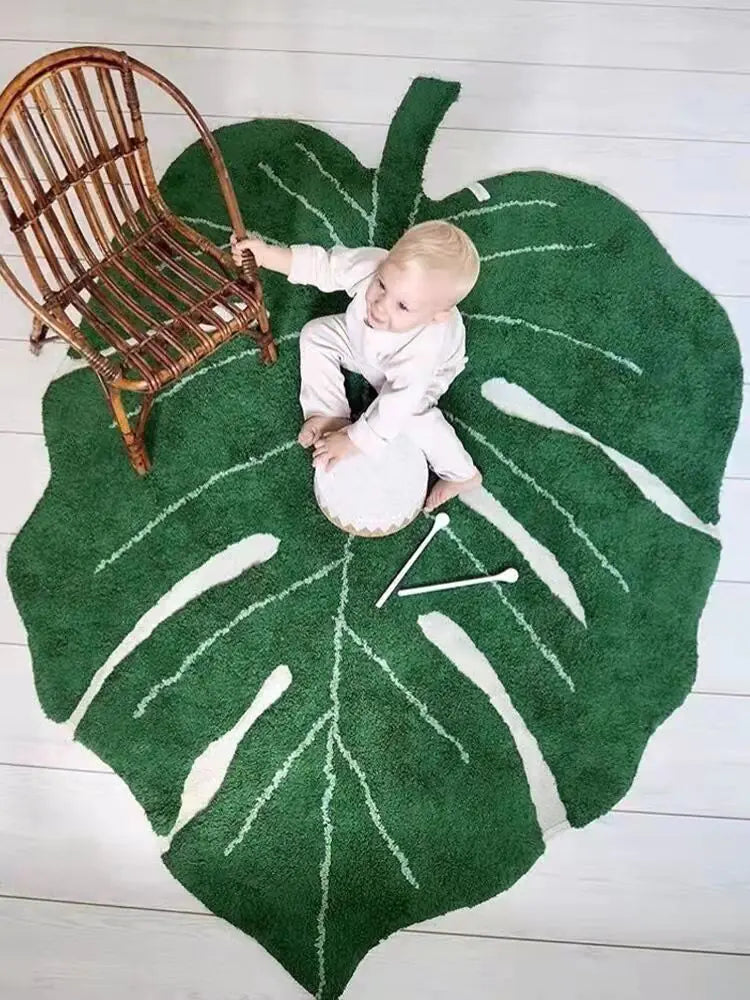 Alfombras de hojas creativas para dormitorio nórdico suave