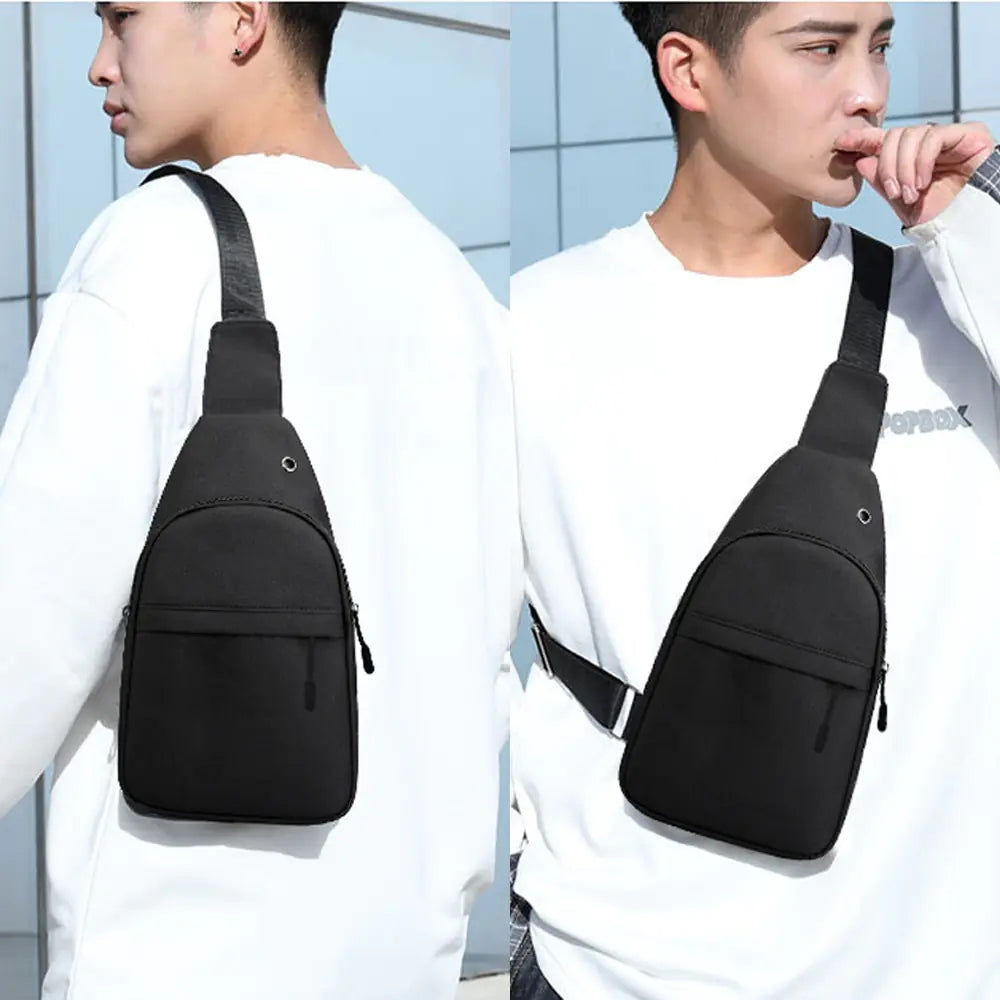 man wearing the Crossbody Fanny Chest Bag