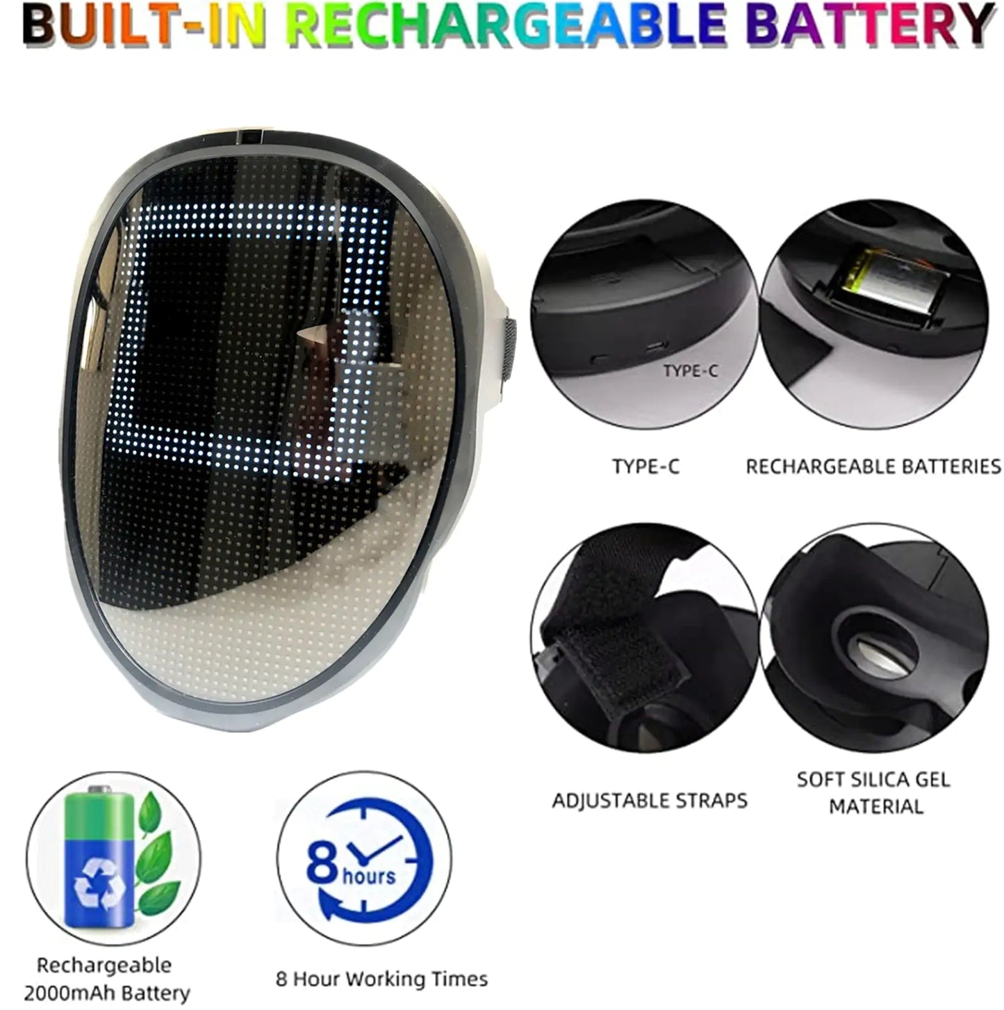 Bluetooth Light Up LED Mask – Light Up Your Costume & Party with Style!
