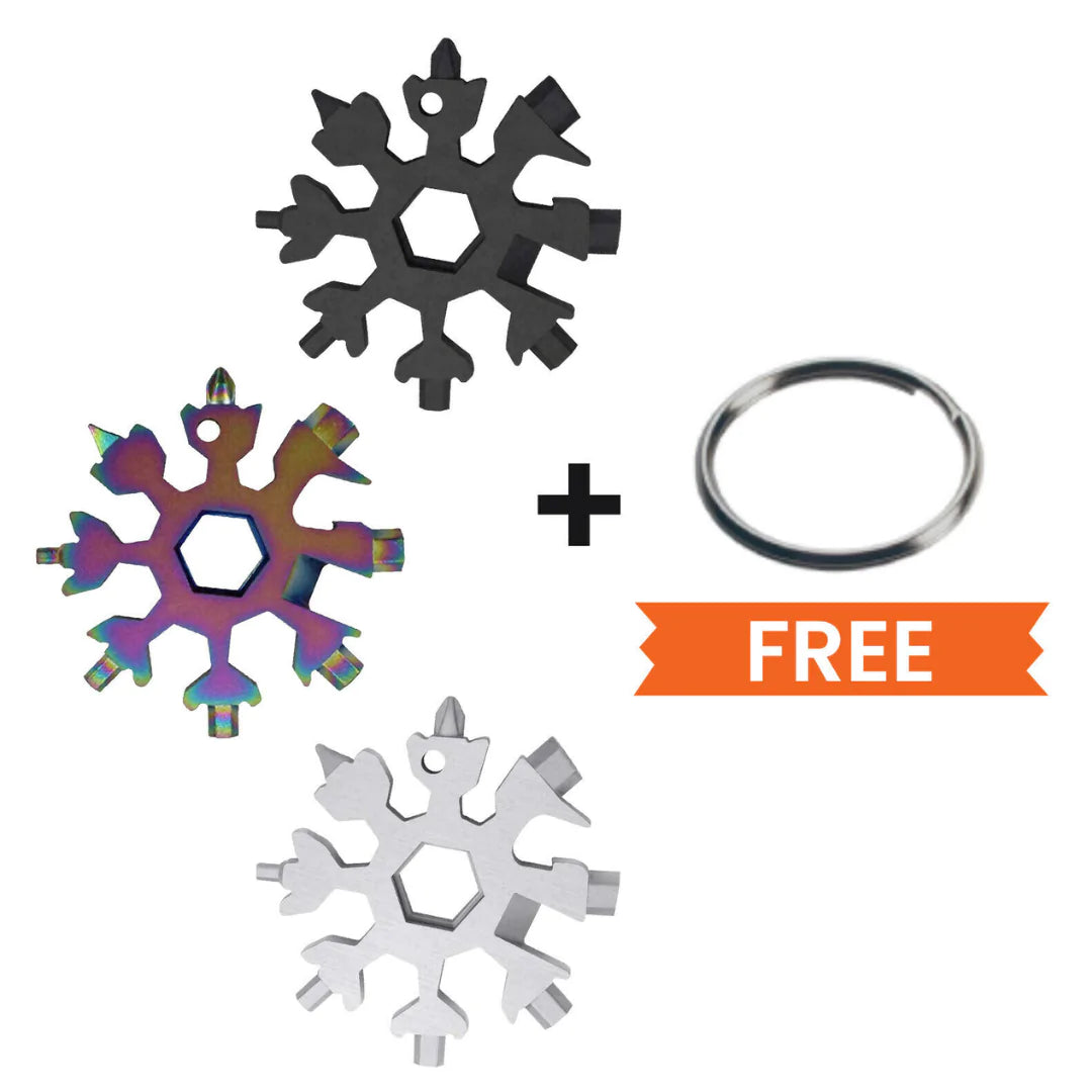 18-in-1 Portable Snowflake Multi-Tool – Stainless Steel, Keychain-Friendly