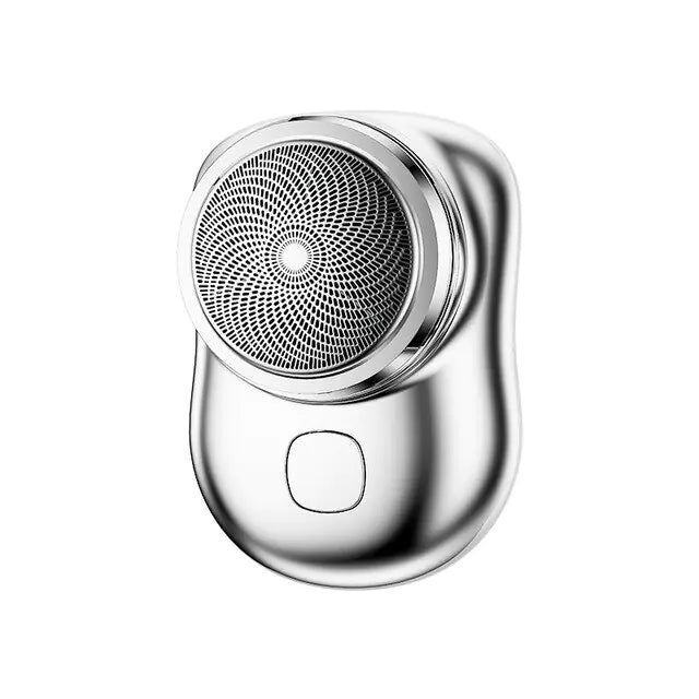 Portable Men's Electric Shaver, round silver