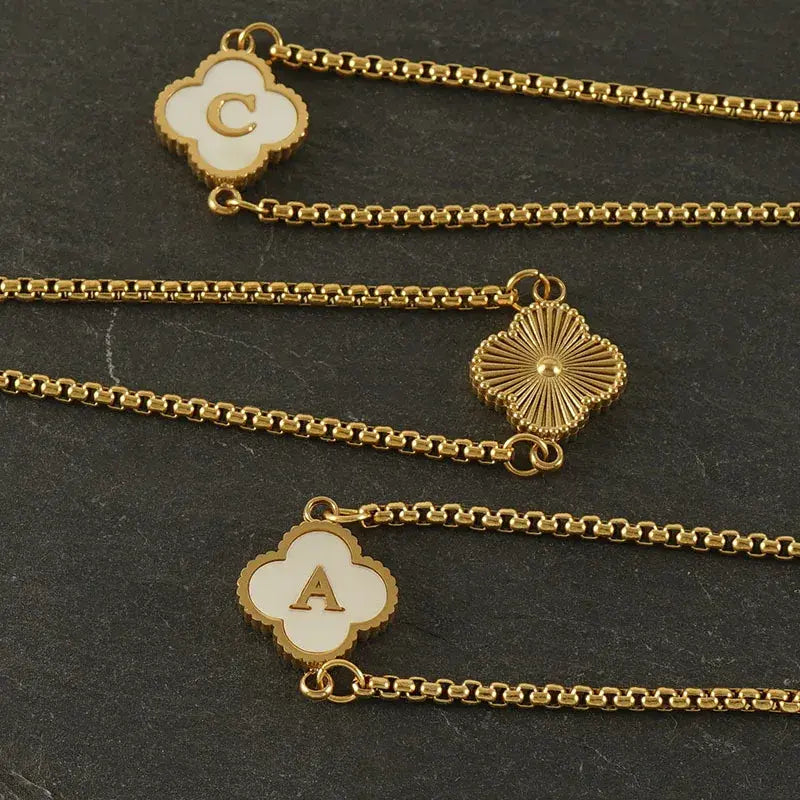 Clover Bracelets & Necklace | Personalized A-Z Letters for Customization