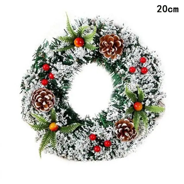 Festive Christmas Wreath Door Garlands with Glittering Ornaments and Pinecones