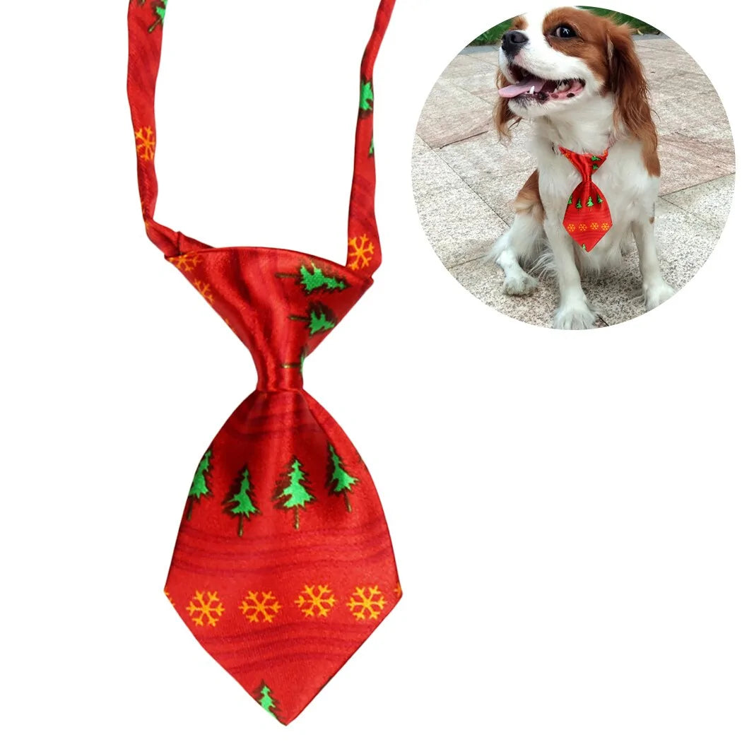 Christmas Dog Necktie - Adjustable Pet Tie for Dogs & Cats, Stylish Holiday Accessory