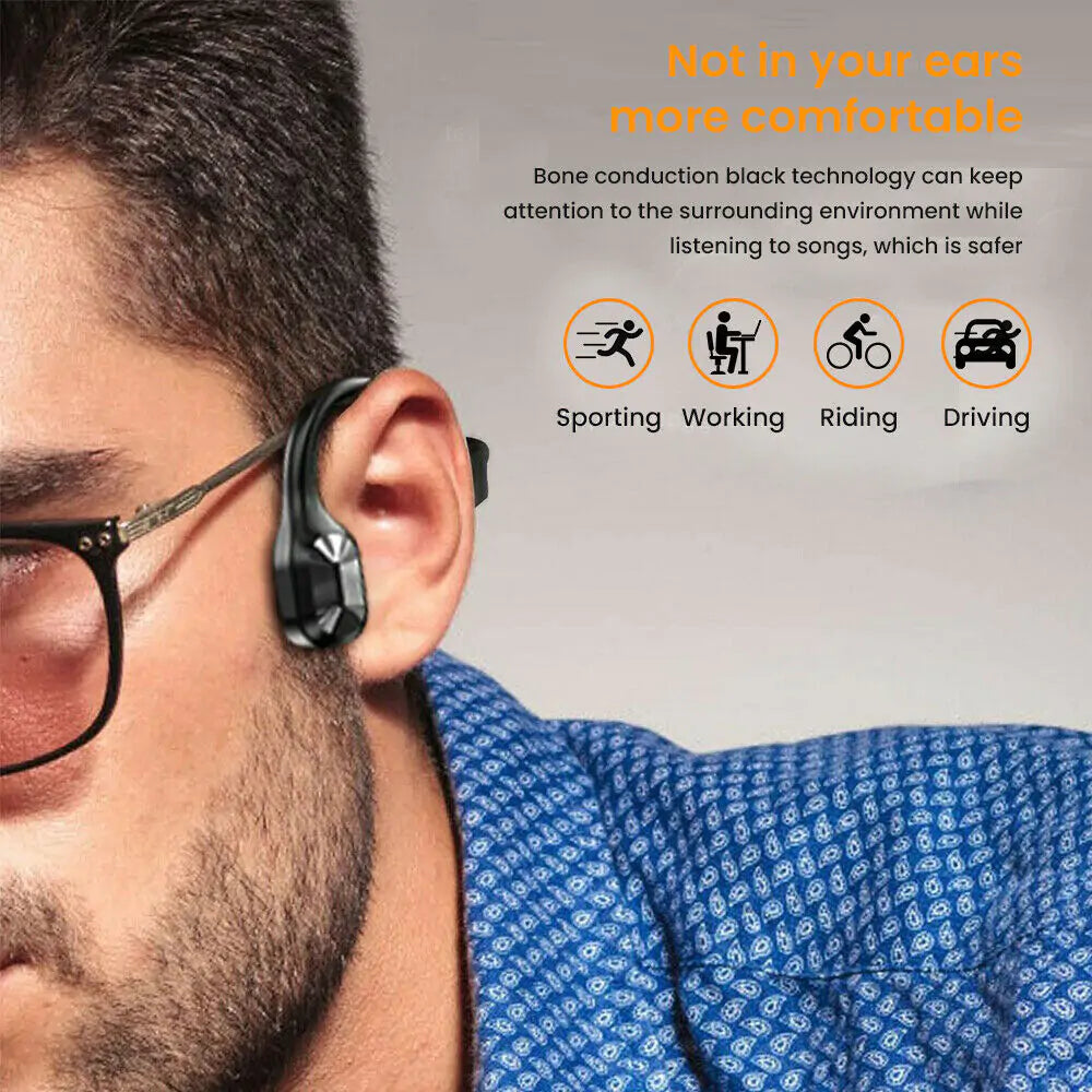 Wireless Bluetooth Headset - Bone Conduction Technology for Safe Listening