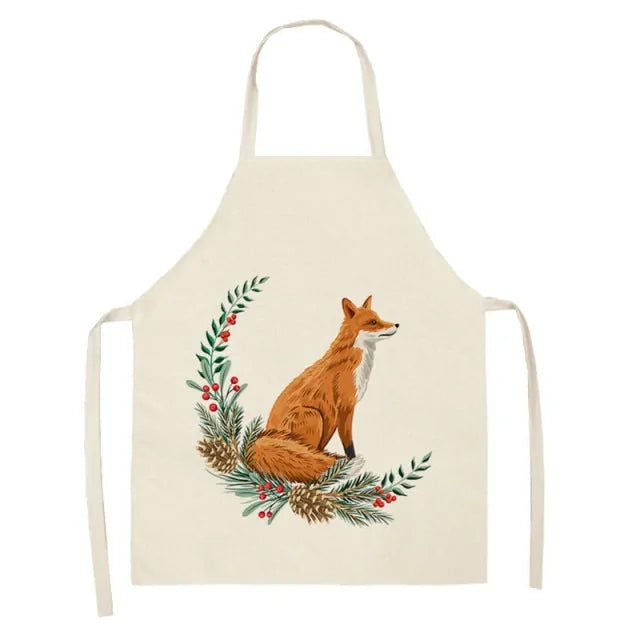 Leaves & Fox Pattern Cooking Apron - Stylish, Comfortable, and Practical