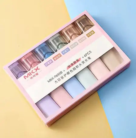 6pcs Cream Highlighter Pens - Chisel Tip for Precise Highlighting