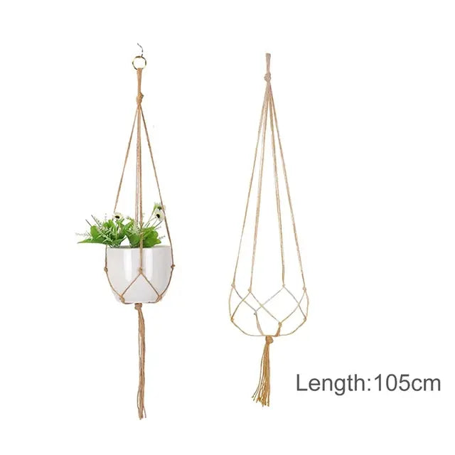 Planta colgante hecha a mano en macramé