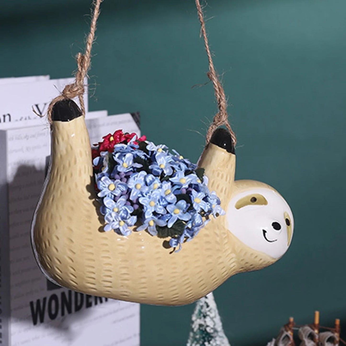 Cute Sloth Hanging Succulent Planter – Ceramic Air Plant Pot
